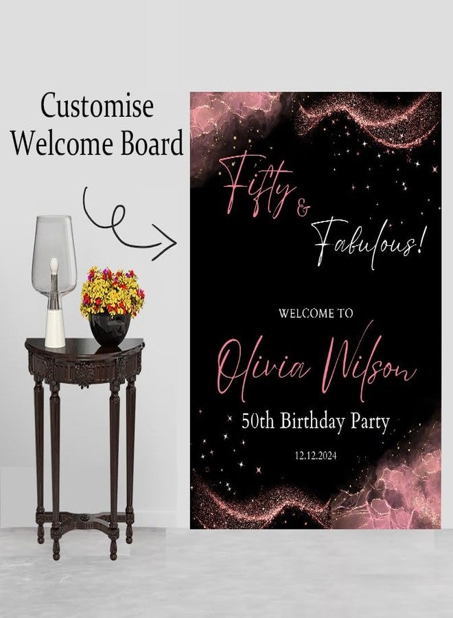 Theme My Party 50th Birthday Customised Welcome Board | Welcome Signage for 50th Birthday Party | Personalized Welcome Sign Board for 50th or Miletsone Birthday - Image 4